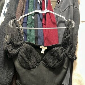 Privy Black Sheer Sleeve Bustier